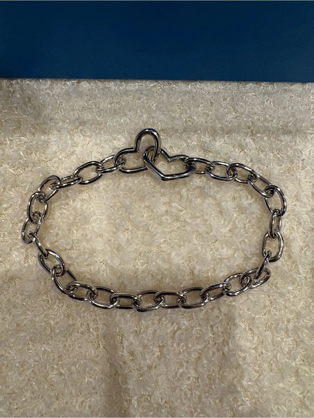 Women’s Double Heart Link Chain Sterling Silver Bracelet Durable Sweatproof